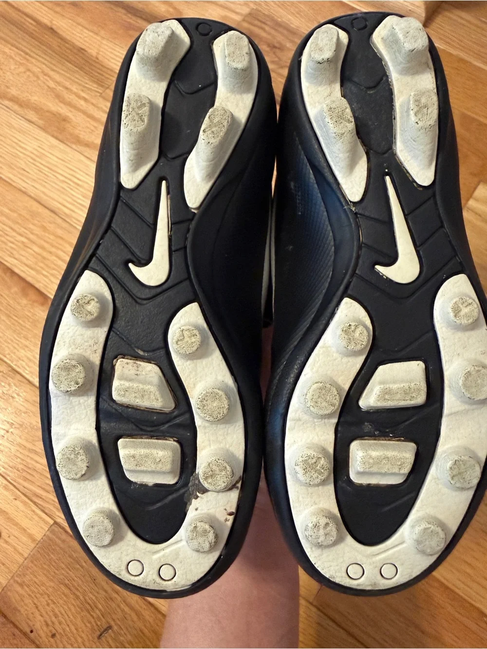Nike Kids Black Soccer Cleats with White Swoosh